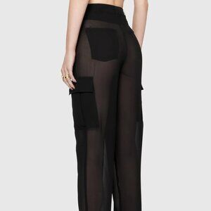 Rebecca Minkoff Presley Sheer Cargo Pant in Black  Sz: 12